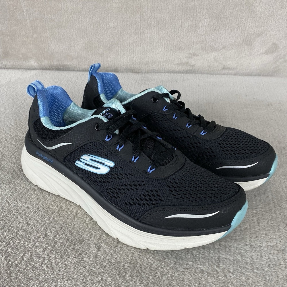 Skechers D'Lux Walker Infinite Motion Womens Shoes Size 8.5 Black Knit Sneakers